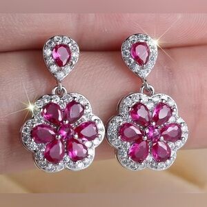 Lovely Pink Floral Drop Earrings